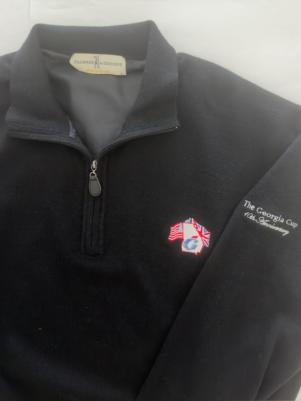 Fairway Greene Georgia Cup 10th Anniversary Black Wool Quarter Zip Pullover (L)